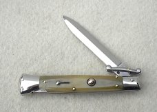 NEW OLD STOCK 9" ITALIAN STILETTO GENUINE LIGHT HORN SWING GUARD KNIFE