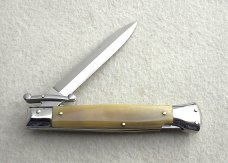 NEW OLD STOCK 9" ITALIAN STILETTO GENUINE LIGHT HORN SWING GUARD KNIFE