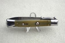 NEW OLD STOCK 9" ITALIAN STILETTO GENUINE LIGHT HORN SWING GUARD KNIFE