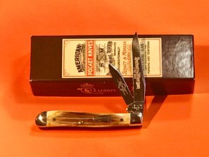 Schatt & Morgan Peanut Knife w/ Super Genuine Stag Horn Handles -1 of 600 -NOS & M/NM