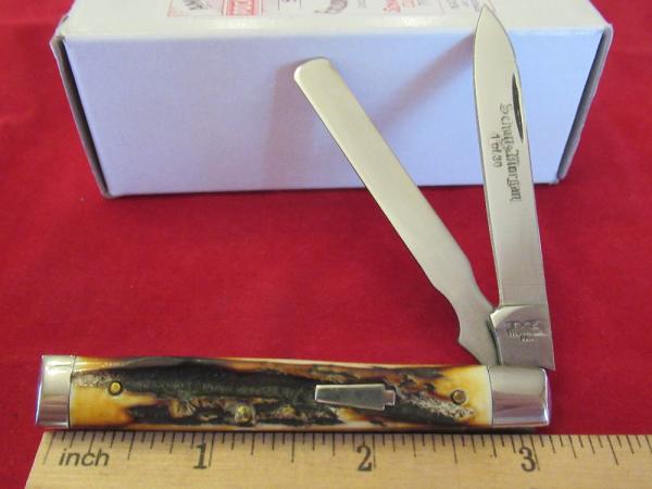Schatt & Morgan Torched Stag Baby Doctors Knife Pattern # 68 Schatt & Morgan Torched Stag Baby Doctors Knife Pattern # 68