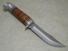 Western USA Stacked Leather WL66 Fixed Blade Hunting Sheath Knife in Box