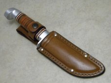 Western USA Stacked Leather WL66 Fixed Blade Hunting Sheath Knife in Box