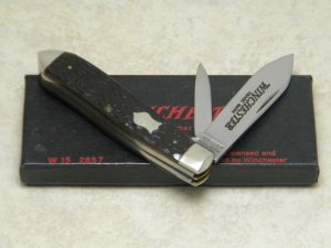 Winchester Trademark Made in USA Jigged Bone 2857 Torpedo Jack Knife in Box c.1987