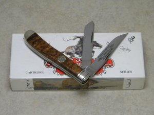 Winchester USA Burl Celluloid 20004 1/2 Trapper Knife in Box c.1994 - Hornet Series (22 Hornet)