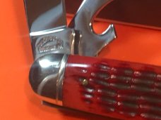 Schatt & Morgan Large Scout/Utility/Camp Knife w/ Great Red Bone Handles +Gold S&M Scout Shield -NOS Schatt & Morgan Large Scout/Utility/Camp Knife w/ Great Red Bone Handles +Gold S&M Scout Shield -NOS