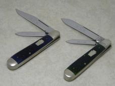 Schatt & Morgan 1st File & Wire Set 1996 Green & Blue Bone 042229 & 042129 English Jack Knives
