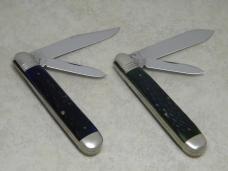 Schatt & Morgan 1st File & Wire Set 1996 Green & Blue Bone 042229 & 042129 English Jack Knives