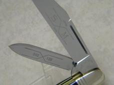 Schatt & Morgan 1st File & Wire Set 1996 Green & Blue Bone 042229 & 042129 English Jack Knives