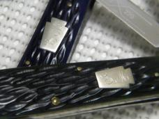 Schatt & Morgan 1st File & Wire Set 1996 Green & Blue Bone 042229 & 042129 English Jack Knives