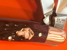 Ka-Bar Dog Head Coppersmith Stockman Knife (MDL# 6313CU) w/ Red Pick Bone Handles +Orig Box -NOS Ka-Bar Dog Head Coppersmith Stockman Knife (MDL# 6313CU) w/ Red Pick Bone Handles +Orig Box -NOS