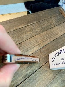 Cattaraugus (A.G.Russell) Sleeveboard Whittler Brown Jigged Bone Seki Japan