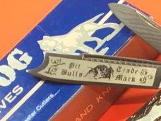 Hand Made Bulldog Brand 2 Blade Gunstock Knife w/ Red'ish Bone Handles +Razor Blade +Blade Etch -NOS Hand Made Bulldog Brand 2 Blade Gunstock Knife w/ Red'ish Bone Handles +Razor Blade +Blade Etch -NOS
