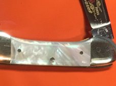 Fight'n Rooster 2 Blade Butterbean Knife w/ Mother of Pearl Handles & Blade Etch Red Rooster Fight'n Rooster 2 Blade Butterbean Knife w/ Mother of Pearl Handles & Blade Etch Red Rooster
