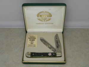 Boker Germany Green Bone American Armed Forces Series "National Guard" Trapper Knife in Box c.1990's