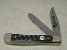 Boker Germany Green Bone American Armed Forces Series "National Guard" Trapper Knife in Box c.1990's Boker Germany Green Bone American Armed Forces Series "National Guard" Trapper Knife in Box c.1990's