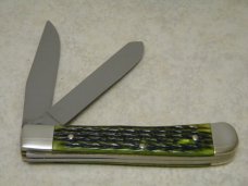 Boker Germany Green Bone American Armed Forces Series "National Guard" Trapper Knife in Box c.1990's Boker Germany Green Bone American Armed Forces Series "National Guard" Trapper Knife in Box c.1990's