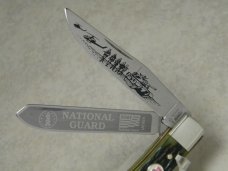 Boker Germany Green Bone American Armed Forces Series "National Guard" Trapper Knife in Box c.1990's Boker Germany Green Bone American Armed Forces Series "National Guard" Trapper Knife in Box c.1990's
