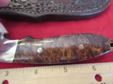 SILVER STAG-USA-CROWN STAG HANDLE W/ DAMASCUS BLADE-SMALL GAME BIRD & TROUT KNIFE-W/ ORIGINAL SHEATH