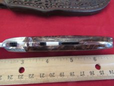 SILVER STAG-USA-CROWN STAG HANDLE W/ DAMASCUS BLADE-SMALL GAME BIRD & TROUT KNIFE-W/ ORIGINAL SHEATH