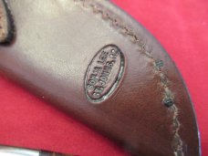 SILVER STAG-USA-CROWN STAG HANDLE W/ DAMASCUS BLADE-SMALL GAME BIRD & TROUT KNIFE-W/ ORIGINAL SHEATH