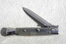 NEW OLD STOCK ITALIAN STILETTO 9" GENUINE BRAZILIAN HORN SWING GUARD KNIFE