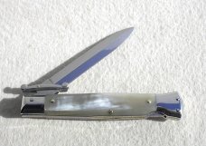NEW OLD STOCK ITALIAN STILETTO 9" GENUINE BRAZILIAN HORN SWING GUARD KNIFE