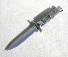 NEW OLD STOCK ITALIAN STILETTO 9" GENUINE BRAZILIAN HORN SWING GUARD KNIFE