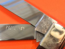Fight'n Rooster 2 Blade Lg 4 & 1/8" Prototype Trapper Knife w/ Great Red Bone Handles