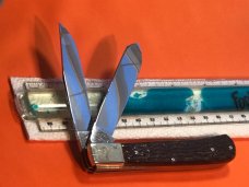 Fight'n Rooster 2 Blade Lg 4 & 1/8" Prototype Trapper Knife w/ Great Red Bone Handles