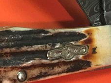 Bear & Son Special Build (#183) Lg 2 Blade Mountain Man Knife w Great Stag Handles & Damascus Blades Bear & Son Special Build (#183) Lg 2 Blade Mountain Man Knife w Great Stag Handles & Damascus Blades