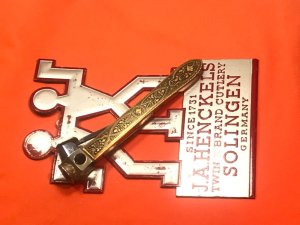 Vintage J A Henckels Cigar V Cutter Tool with SUPER ORNATE Handles -RARE ONE especially M/NM!