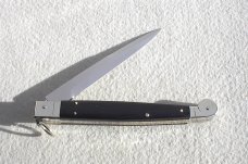 NOS 2013 ITALIAN 12" A.G.A. SICILIANO AFRICAN EBONY WOOD 4 MILLIMETER BAYONET BLADE- W/LEATHER POUCH