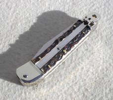 NEW HUBERTUS AUTO 7 1/4" SOLINGEN GERMANY GENUINE STAG LEVER LOCK KNIFE - W/BOX