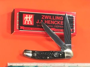 J A Henckels Copperhead Pocket Knife with Mountain Moss Green Handles +Black Shield -NOS