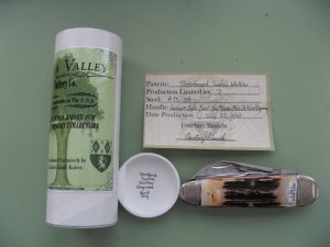 TUNA VALLEY INDIA BURNT STAG ENGRAVED BOLSTERS SLEEVEBOARD SUNFISH WHITTLER