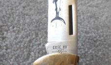 Camillus NY USA Imitation Stag # 716 Dual Lockback Knife & Leather Pouch - NIB