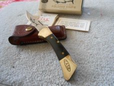 Camillus NY USA Imitation Stag # 716 Dual Lockback Knife & Leather Pouch - NIB