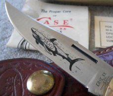 Camillus NY USA Imitation Stag # 716 Dual Lockback Knife & Leather Pouch - NIB