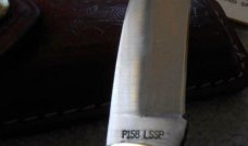 Camillus NY USA Imitation Stag # 716 Dual Lockback Knife & Leather Pouch - NIB