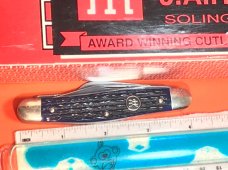Vintage J A Henckels 4 Blade Stockman Pocket Knife with Blue Handles & Black Shield -NOS Vintage J A Henckels 4 Blade Stockman Pocket Knife with Blue Handles & Black Shield -NOS