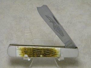 Parker Edwards Alabama USA Eagle Brand 928 Bone Damascus One Arm Razor Knife 