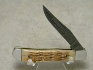 Parker USA ABCA "Yours for Life" One of 600 Bone Damascus Mini Trapper Knife 