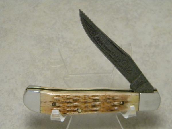 Parker USA ABCA "Yours for Life" One of 600 Bone Damascus Mini Trapper Knife Parker USA ABCA "Yours for Life" One of 600 Bone Damascus Mini Trapper Knife
