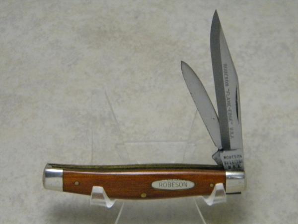 Rare Robeson Shuredge USA Wood 922295 Flame Edge Jack Knife