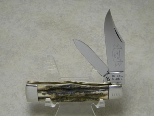 So. Cal Blades by Queen 80 USA 1 of 150 Stag Gunstock Knife 1980 So. Cal Blades by Queen 80 USA 1 of 150 Stag Gunstock Knife 1980
