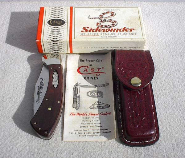 CASE XX USA SIDEWINDER RARE 10 DOT 1980 SHIELD LOCK RELEASE WITH BOX, SHEATH & PAPERS.