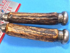 J A Henckels Sharpening Rod & Meat Cutter / Pork Shears / Chopper, both with great stag handles