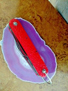 VINTAGE 1958 MC-1 CAMILLUS PARA-TROPPER AUTO KNIFE 4.25" ORANGE CELLULOID PUSH BUTTON KNIFEHANDLE
