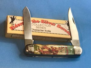 Vintage Camillus 2 Blade Large Cigar Knife w/ Riders of the Silver Screen Handles -Red Ryder -NIB 